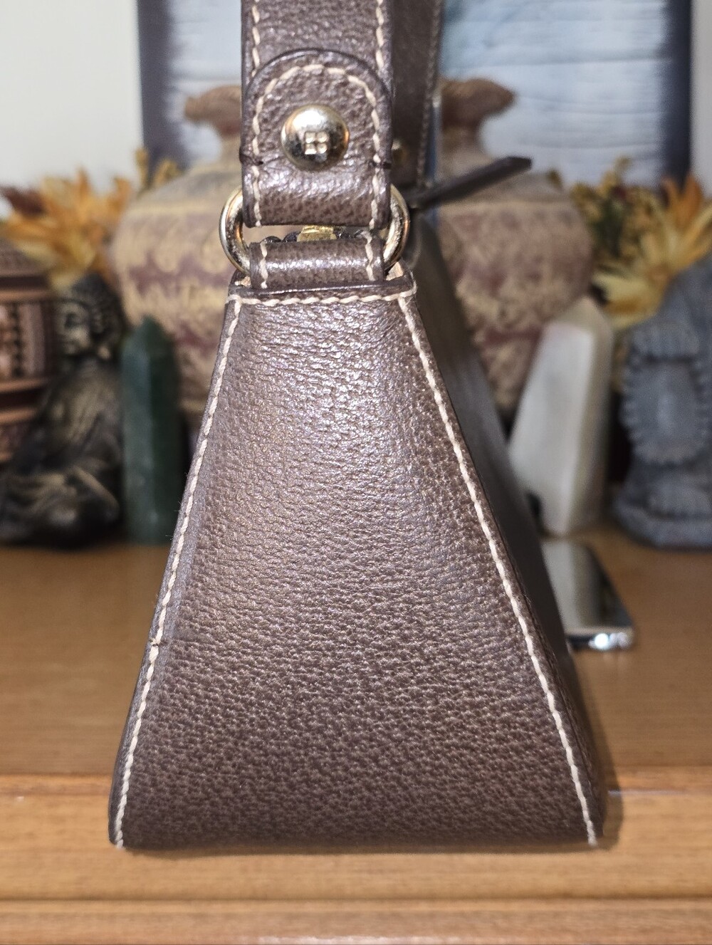 Kate Spade Vintage Brown Pebbled Leather Baguette Shoulder Bag. EUC - Picture 5 of 14